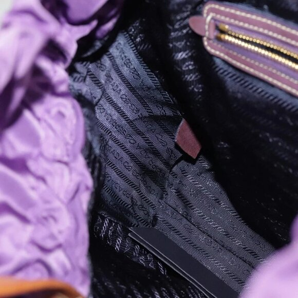 PRADA Tote Bag Nylon Purple Gold Auth ep6502 - Picture 14 of 16